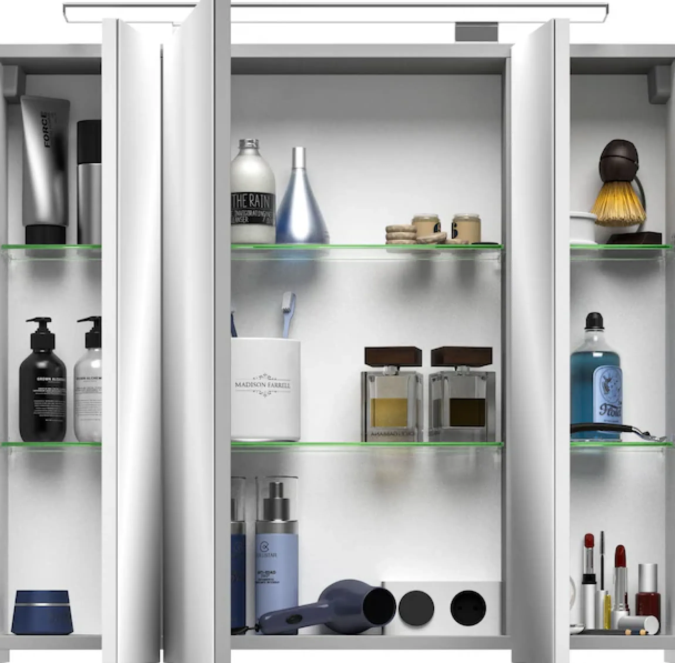 Saphir Badmöbel-Set »Serie 4010 5-teilig Keramik-Waschtisch mit LED-Spiegelschrank« Set,