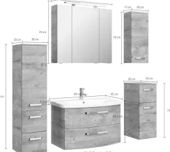 Saphir Badmöbel-Set »Serie 4010 5-teilig Keramik-Waschtisch mit LED-Spiegelschrank« Set,