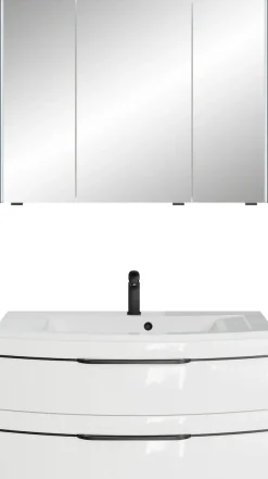 Saphir Badmöbel-Set »Serie 7045 2-teilig Mineralmarmor-Waschtisch mit LED-Spiegelschrank« Set, 2 Stk. tlg.