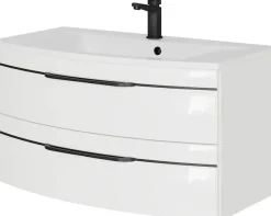 Saphir Badmöbel-Set »Serie 7045 2-teilig Mineralmarmor-Waschtisch mit LED-Spiegelschrank« Set, 2 Stk. tlg.