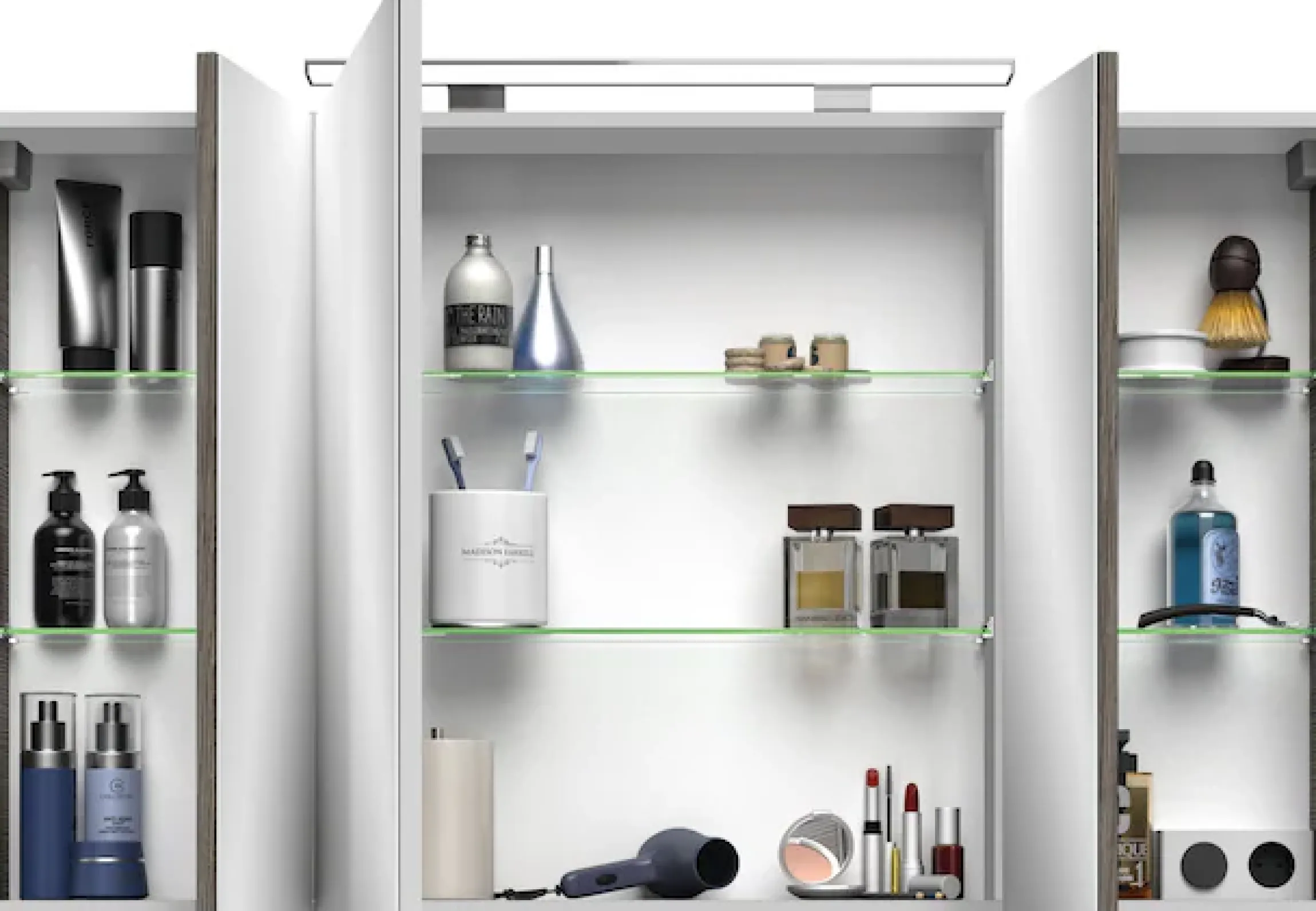 Saphir Badmöbel-Set »Serie 4010 2-teilig Keramik-Waschtisch mit LED-Spiegelschrank« Set,