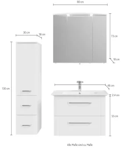 Saphir Badmöbel-Set »Serie 3006 3-teilig Keramik-Waschtisch mit Spiegelschrank« 4 Stk. tlg.