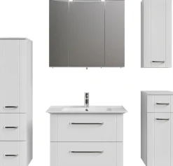 Saphir Badmöbel-Set »Serie 3006 5-teilig Keramik-Waschtisch mit Spiegelschrank« 6 Stk. tlg.