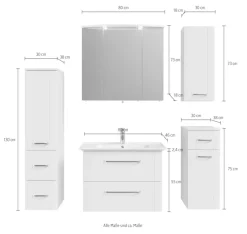 Saphir Badmöbel-Set »Serie 3006 5-teilig Keramik-Waschtisch mit Spiegelschrank« 6 Stk. tlg.