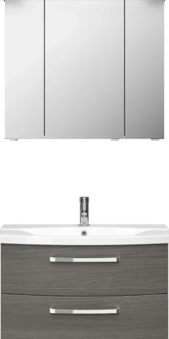 Saphir Badmöbel-Set »Serie 4010 2-teilig Keramik-Waschtisch mit LED-Spiegelschrank« Set,
