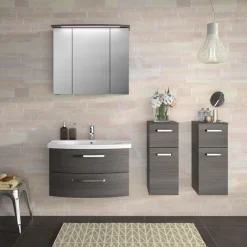 Saphir Badmöbel-Set »Serie 4010 2-teilig Keramik-Waschtisch mit LED-Spiegelschrank« Set,