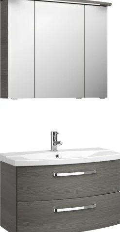 Saphir Badmöbel-Set »Serie 4010 2-teilig Keramik-Waschtisch mit LED-Spiegelschrank« Set,