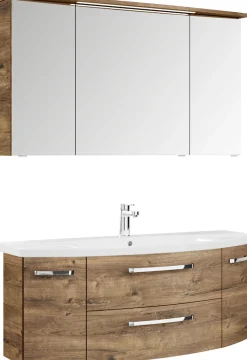 Saphir Badmöbel-Set »Serie 4010 2-teilig Keramik-Waschtisch mit LED-Spiegelschrank« Set,