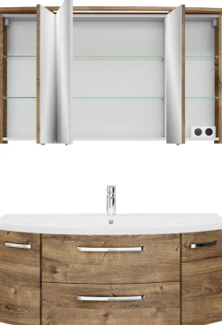 Saphir Badmöbel-Set »Serie 4010 2-teilig Keramik-Waschtisch mit LED-Spiegelschrank« Set,