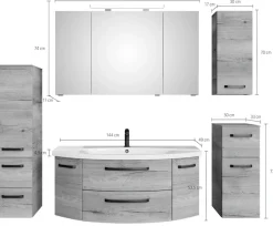 Saphir Badmöbel-Set »Serie 4010 5-teilig Keramik-Waschtisch mit LED-Spiegelschrank« Set,