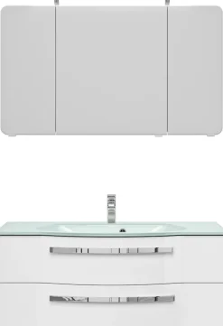 Saphir Badmöbel-Set »Serie 4005, vormontiert, Glaswaschbecken, Spiegelschrank« Set, 3 Stk. tlg.