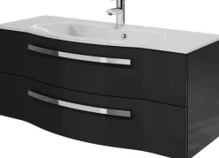 Saphir Badmöbel-Set »Serie 4005, vormontiert, Glaswaschbecken, Spiegelschrank« Set, 5 Stk. tlg.