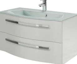 Saphir Badmöbel-Set »Serie 4005, vormontiert, Glaswaschbecken, Spiegelschrank« Set, 6 Stk. tlg.