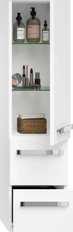 Saphir Badmöbel-Set »Serie 4005, vormontiert, Glaswaschbecken, Spiegelschrank« Set, 6 Stk. tlg.