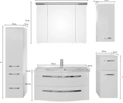 Saphir Badmöbel-Set »Serie 4005, vormontiert, Glaswaschbecken, Spiegelschrank« Set, 6 Stk. tlg.