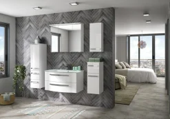 Saphir Badmöbel-Set »Serie 4005, vormontiert, Glaswaschbecken, Spiegelschrank« Set, 6 Stk. tlg.