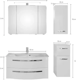 Saphir Badmöbel-Set »Serie 4005, vormontiert, Glaswaschbecken, Spiegelschrank« Set, 5 Stk. tlg.