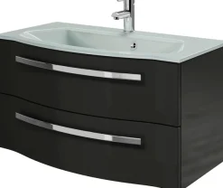 Saphir Badmöbel-Set »Serie 4005, vormontiert, Glaswaschbecken, Spiegelschrank« Set, 5 Stk. tlg.