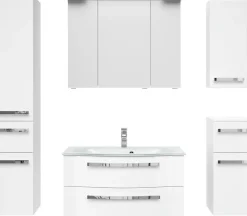 Saphir Badmöbel-Set »Serie 4005, vormontiert, Glaswaschbecken, Spiegelschrank« Set, 6 Stk. tlg.