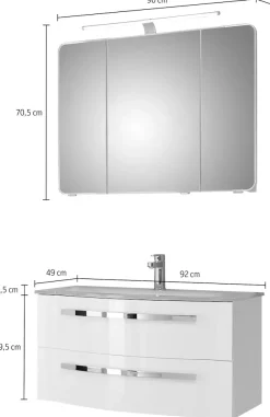 Saphir Badmöbel-Set »Serie 4005, vormontiert, Glaswaschbecken, Spiegelschrank« Set, 3 Stk. tlg.