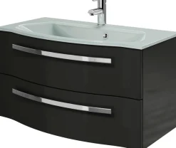 Saphir Badmöbel-Set »Serie 4005, vormontiert, Glaswaschbecken, Spiegelschrank« Set, 3 Stk. tlg.