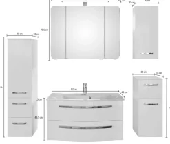 Saphir Badmöbel-Set »Serie 4005, vormontiert, Glaswaschbecken, Spiegelschrank« Set, 6 Stk. tlg.