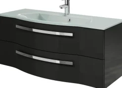 Saphir Badmöbel-Set »Serie 4005, vormontiert, Glaswaschbecken, Spiegelschrank« Set, 6 Stk. tlg.