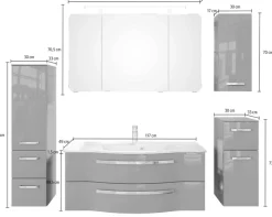 Saphir Badmöbel-Set »Serie 4005, vormontiert, Glaswaschbecken, Spiegelschrank« Set, 6 Stk. tlg.