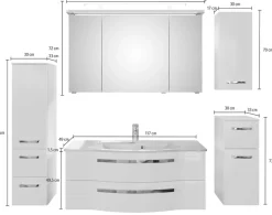 Saphir Badmöbel-Set »Serie 4005, vormontiert, Glaswaschbecken, Spiegelschrank« Set, 6 Stk. tlg.