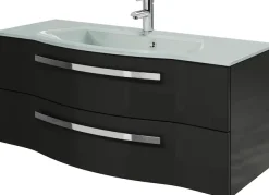 Saphir Badmöbel-Set »Serie 4005, vormontiert, Glaswaschbecken, Spiegelschrank« Set, 6 Stk. tlg.