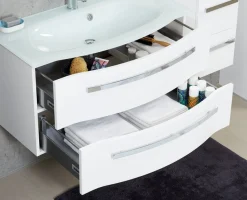 Saphir Badmöbel-Set »Serie 4005, vormontiert, Glaswaschbecken, Spiegelschrank« Set, 3 Stk. tlg.