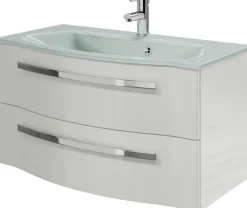 Saphir Badmöbel-Set »Serie 4005, vormontiert, Glaswaschbecken, Spiegelschrank« Set, 3 Stk. tlg.