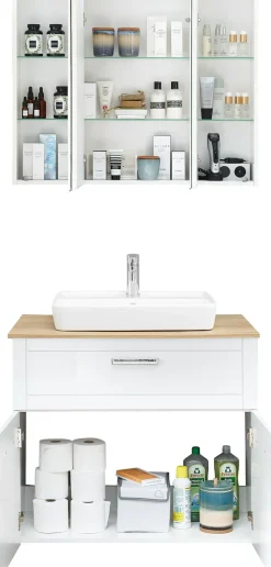 Saphir Badmöbel-Set »Serie 3007,Waschtisch mit Spiegelschrank« 4 Stk. tlg.