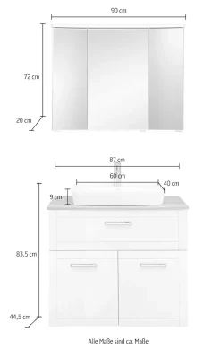 Saphir Badmöbel-Set »Serie 3007,Waschtisch mit Spiegelschrank« 4 Stk. tlg.