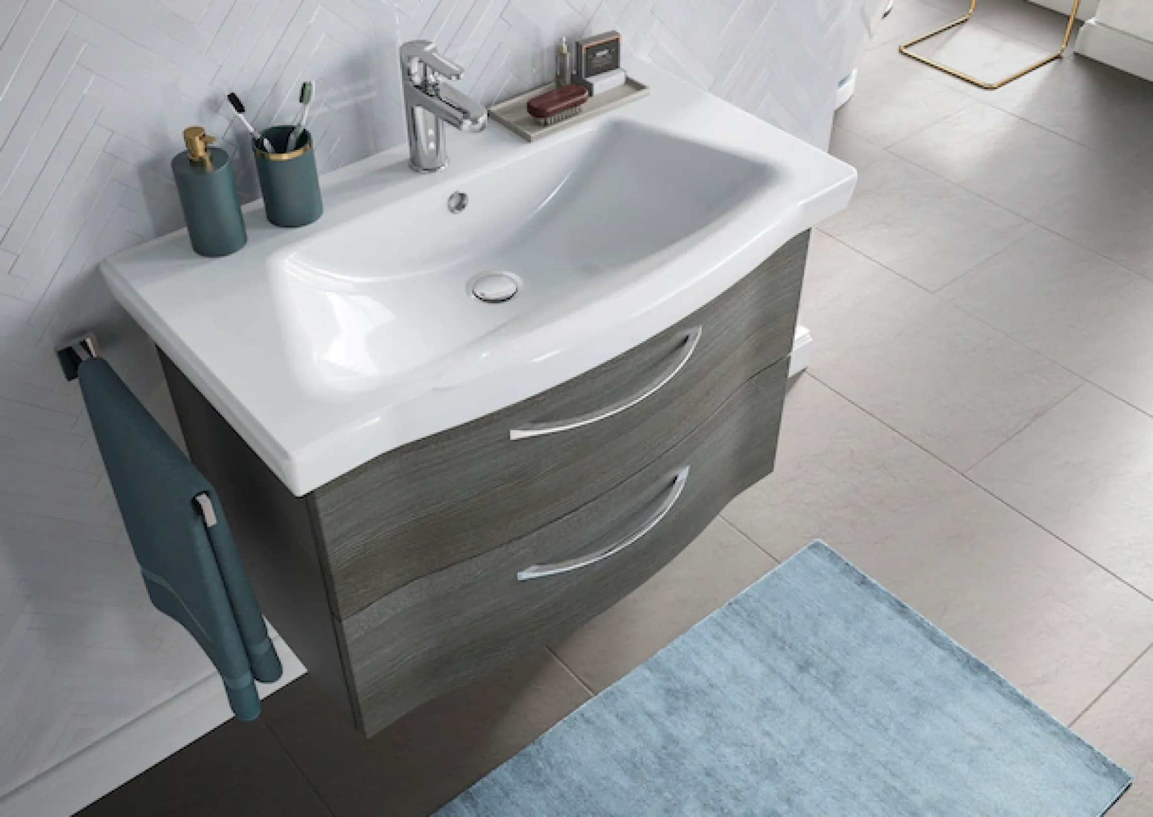 Saphir Badmöbel-Set »6005 Sprint Keramik-Waschtisch, 82 cm breit« 1 Stk. tlg.