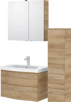 Saphir Badmöbel-Set »6005 Sprint 3-teilig, Keramik-Waschtisch mit LED-Spiegelschrank« 4 Stk. tlg.