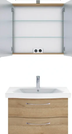 Saphir Badmöbel-Set »6005 Sprint 2-teilig, Keramik-Waschtisch mit LED-Spiegelschrank« 2 Stk. tlg.
