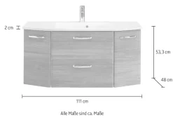 Saphir Badmöbel-Set »2-teilig, Keramikwaschtisch und Waschtischunterschrank« Set, 2 Stk. tlg.