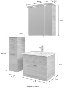 Saphir Badmöbel-Set »4-teilig,mit Spiegelschrank« Set, 4 Stk. tlg.