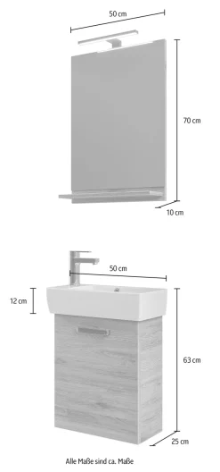 Saphir Badmöbel-Set »4-teilig, mit Spiegel und Leuchte« Set, 4 Stk. tlg.