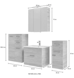 Saphir Badmöbel-Set »5-teilig, mit Spiegelschrank« Set, 5 Stk. tlg.