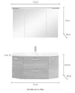 Saphir Badmöbel-Set »3-teilig, mit Spiegelschrank« Set, 3 Stk. tlg.