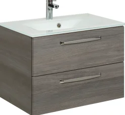 Saphir Badmöbel-Set »Trentino 2-teilig Glas-Waschtisch mit LED-Spiegelschrank« 3 Stk. tlg.