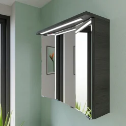 Saphir Badmöbel-Set »Trentino 2-teilig Glas-Waschtisch mit LED-Spiegelschrank« 3 Stk. tlg.