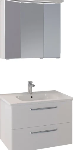 Saphir Badmöbel-Set »Trentino 2-teilig Keramik-Waschtisch mit LED-Spiegelschrank« 3 Stk. tlg.