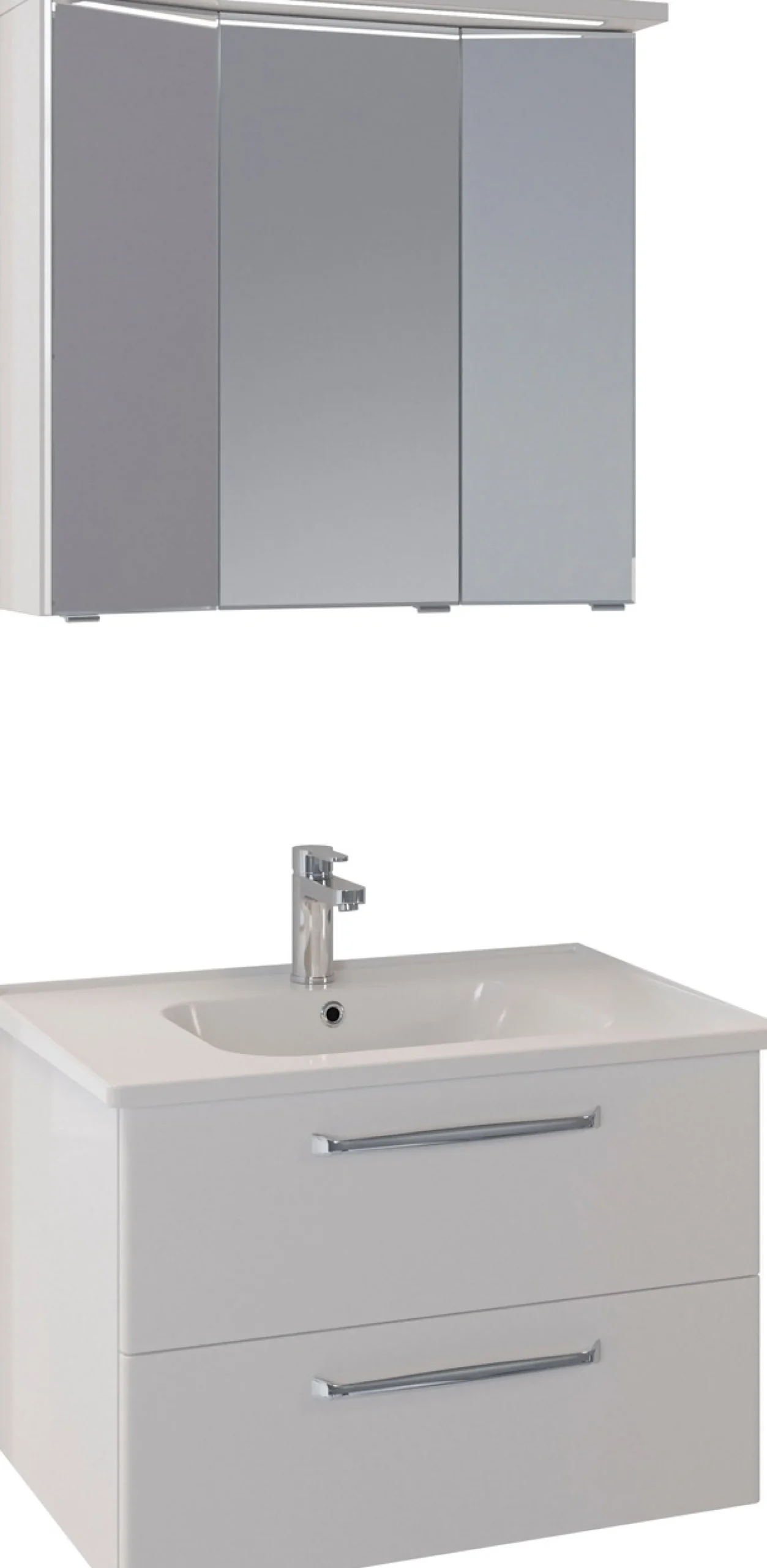 Saphir Badmöbel-Set »Trentino 2-teilig Keramik-Waschtisch mit LED-Spiegelschrank« 3 Stk. tlg.