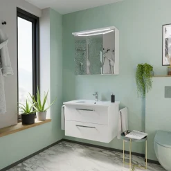 Saphir Badmöbel-Set »Trentino 2-teilig Keramik-Waschtisch mit LED-Spiegelschrank« 3 Stk. tlg.