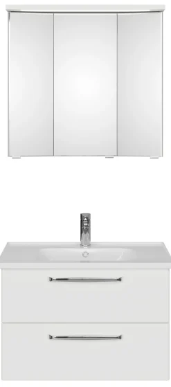 Saphir Badmöbel-Set »Trentino 2-teilig Keramik-Waschtisch mit LED-Spiegelschrank« 3 Stk. tlg.
