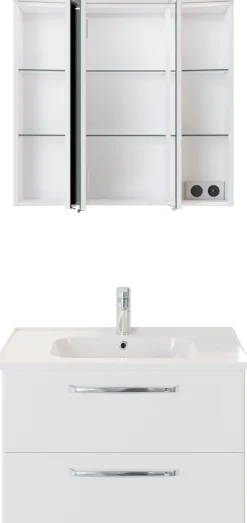 Saphir Badmöbel-Set »Trentino 2-teilig Keramik-Waschtisch mit LED-Spiegelschrank« 3 Stk. tlg.