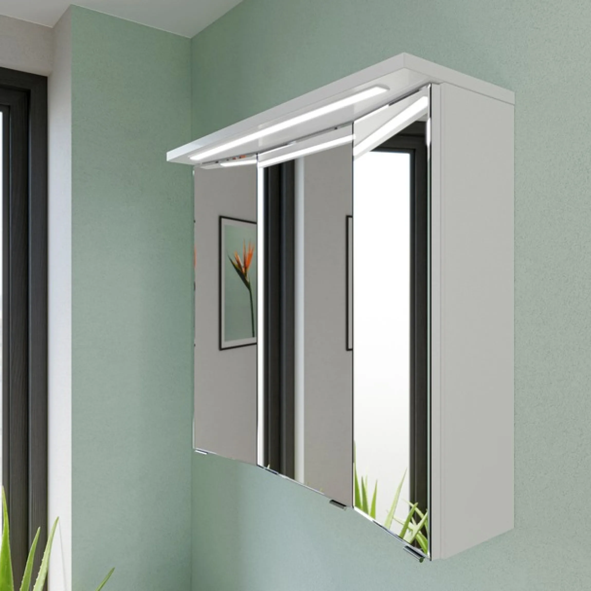 Saphir Badmöbel-Set »Trentino 2-teilig Keramik-Waschtisch mit LED-Spiegelschrank« 3 Stk. tlg.